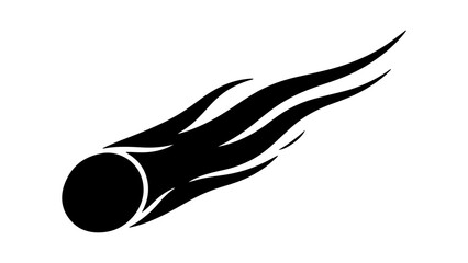 Comet Icon with Motion Trail in Solid Black Silhouette Style © Al