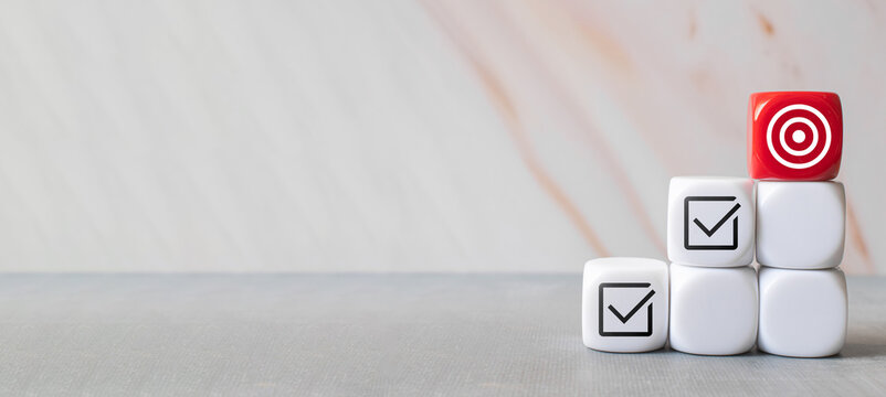 Target Achievement Checklist Business Concept with copy space background