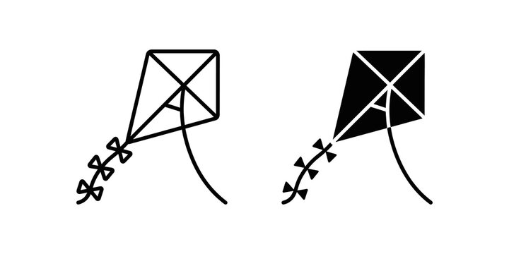 Kite toy icon with tail for outdoor summer recreation leisure play time.
