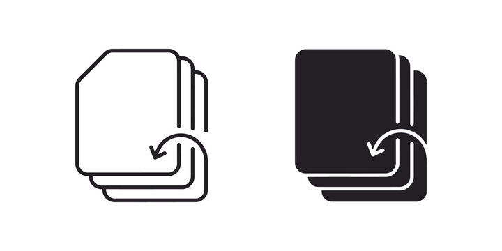 Document stack with return arrow icons for files and data management.