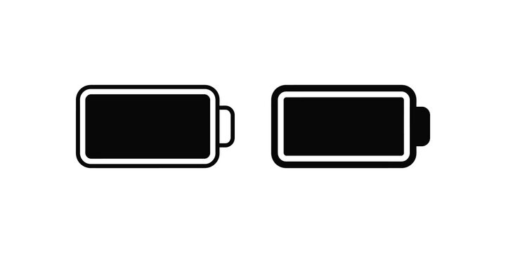 Battery power status line and solid icons for mobile device interfaces.