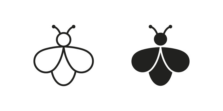 Simple honey bee insect icon in outline and solid minimalist graphic.