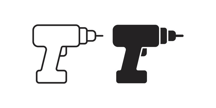 Electric power drill screwdriver tool icon for construction working.