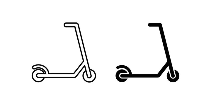 Minimal electric scooter eco friendly transportation icon line vector.