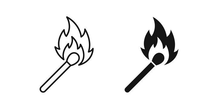 Burning match and flame icons symbolizing ignition and ideas.