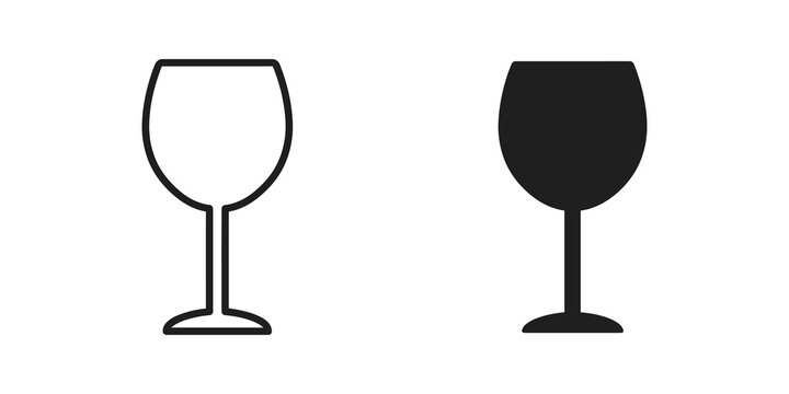 Wine glass goblet drink icon set for alcohol beverage menu web design.