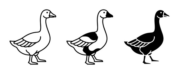 Fototapeta premium Goose Icons, Vector Graphics, Simple Animal Silhouettes