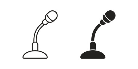 Black and white microphone icon vector illustration isolated on background. © SAJID