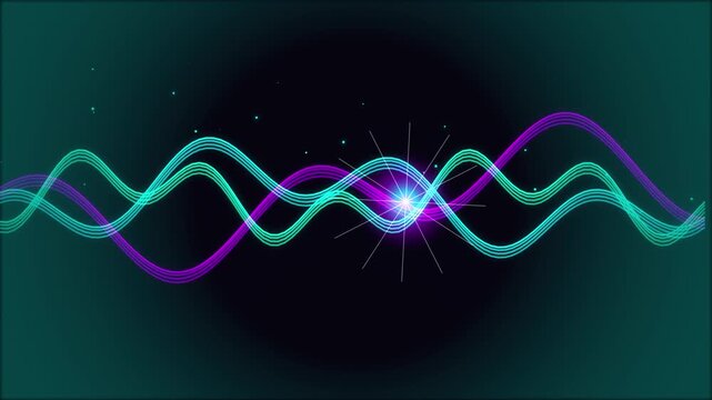 Glowing digital sine wave: Abstract flowing energy signal on deep teal backdrop