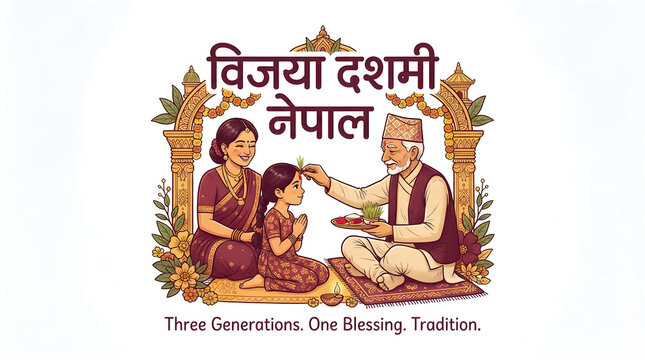 Vijaya Dashami Nepal with family blessing for tradition and generations.