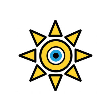 Evil eye sun symbol graphic for protection and spiritual design