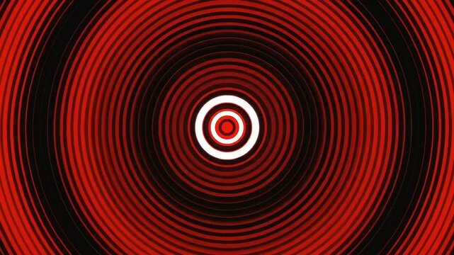 Abstract red and black concentric circles background with a glowing white center point