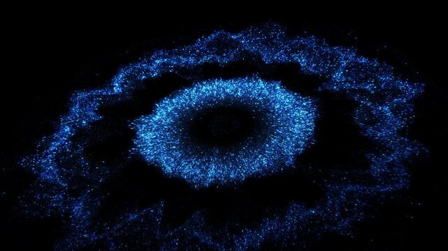 Abstract cyber eye luminous particles digital environment. retina scanning, automated surveillance, identity access, privacy protection, threat detection, machine vision, technology presentations.