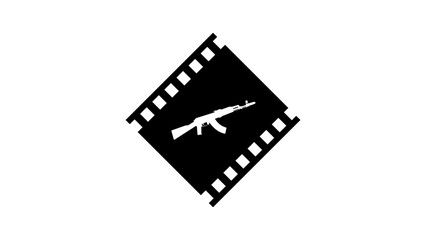 Obraz premium Military video, black isolated vector silhouette