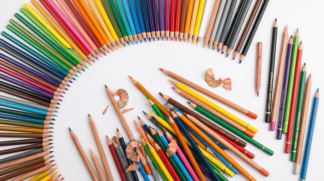 colored pencils on a white background