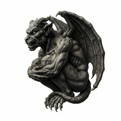 Fototapeta premium Crouching stone gargoyle tattoo design