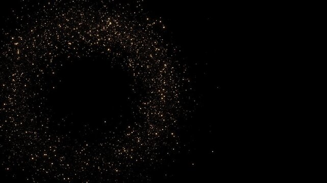 Cometlike glow anchors gold dust spiral, decorative flourish space for text. fantasy promos, fairy tale sequences, premium branding, festive campaigns, elegant invitations, cinematic title animations.
