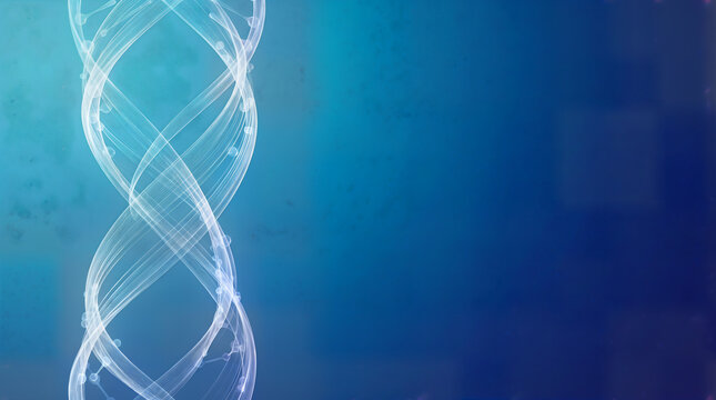 Abstract glowing DNA helix structure representing genetic data and science