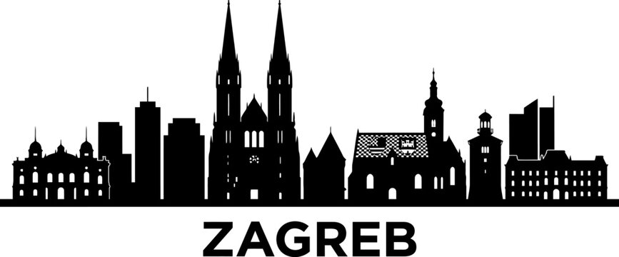 Zagreb city skyline silhouette illustration