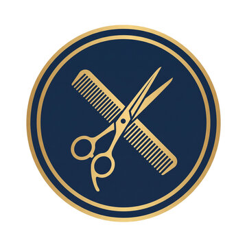 Hairdresser scissors and comb icon for barbershop logo design and beauty salon branding.