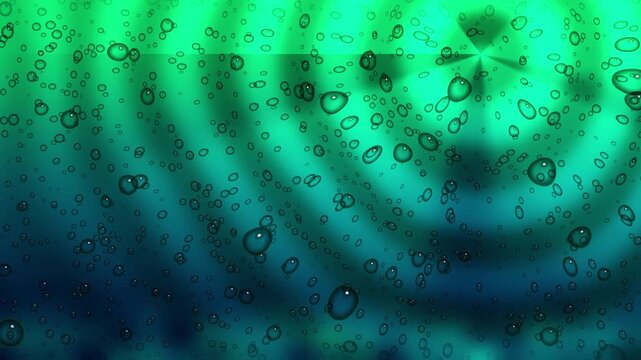 Underwater bubbles rising through green and blue liquid abstract loop background