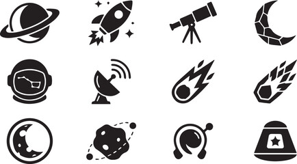 Space Galaxy Icon Set Astronomy Cosmos Orbit Elements © Rajat