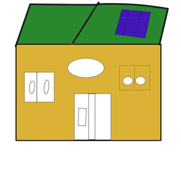 Simple house SVG vector illustration isolated, flat design geometric home icon with solar panel