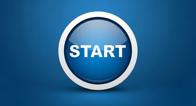 Button labeled start blue on blue background