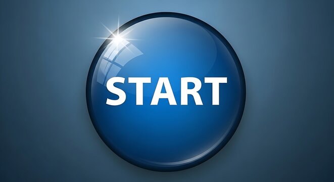 Button labeled start blue on blue background