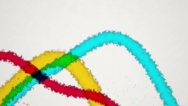 Colorful watercolor paint lines wave motion graphic background loop