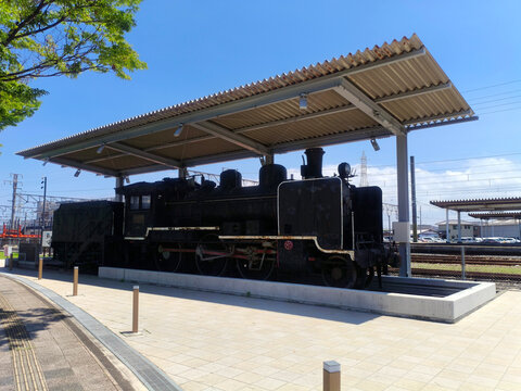 Preserved Class 8620 Steam Locomotive Display at Tadotsu Station on Shikoku Henro Pilgrimage, Kagawa 2026