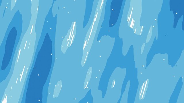 Cel shaded anime water background with three-tone cyan brush strokes flowing diagonally under white highlight slashes, seamless 4K loop