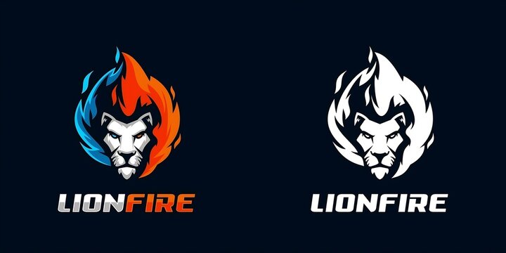 Powerful Flaming Lion Head Fire Mascot Logo for Esports and Gaming.