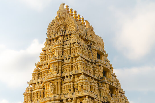 Entrance Gopura of Chennakesava Temple in Belur,  Karnataka. A stunning 12th-century Hindu temple in South India dedicated to Lord Vishnu
