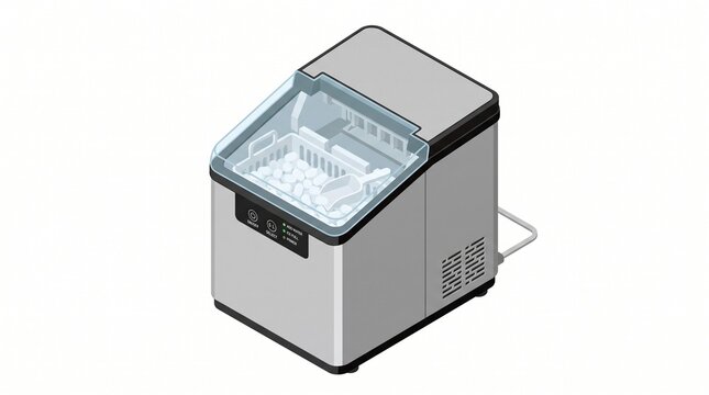 Automatic portable ice maker machine with transparent lid for home kitchen illustration