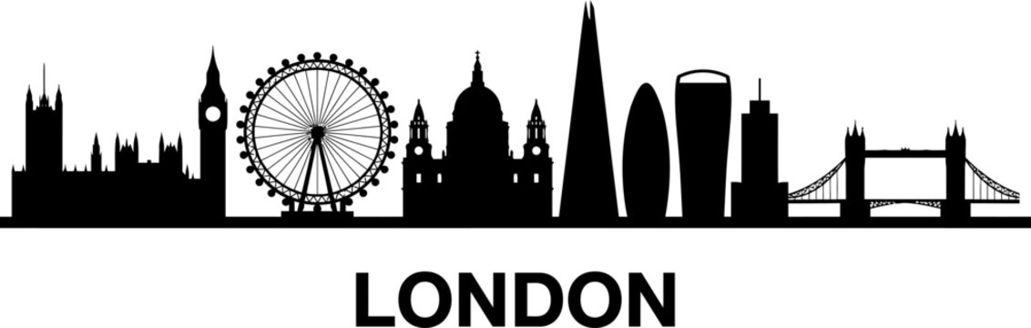 London skyline silhouette with london eye
