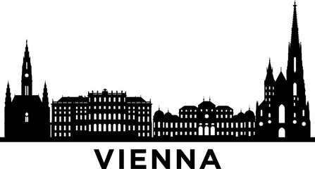 Fototapeta premium Black and white vienna city skyline silhouette vector
