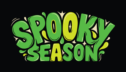 Naklejka premium Spooky season lettering design with dripping effect on a black background illustration