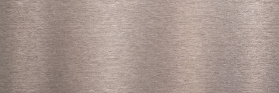 Brushed rose gold metal texture background, elegant copper metallic surface with fine horizontal grain, luxury bronze satin finish material for premium product design and web backdrop