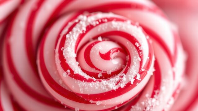 Red and white swirl candy background texture close up