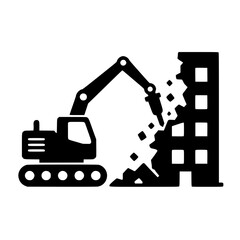 Fototapeta na wymiar demolition icon flat outline in black