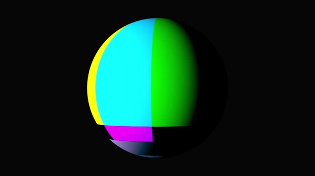 Abstract colorful sphere animation radiates glowing light sections. Vibrant circular gradients animate this colorful sphere. Modern fluid graphic motion fills the colorful sphere.