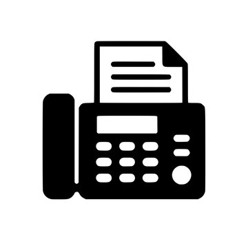 Fax machine icon flat outline in black