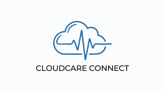 A blue health care cloud networking symbol displays vital signs inside a digital computing shape to represent online medical services and telemedicine portals for patients globally