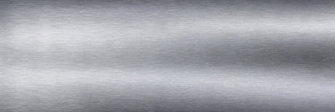 Brushed metal texture background with silver finish, industrial stainless steel surface with horizontal grain, metallic aluminum plate for sleek modern tech design and hardware backdrop