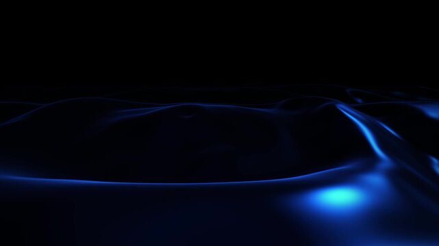 Abstract dark blue flowing wave motion background animation 4K loop