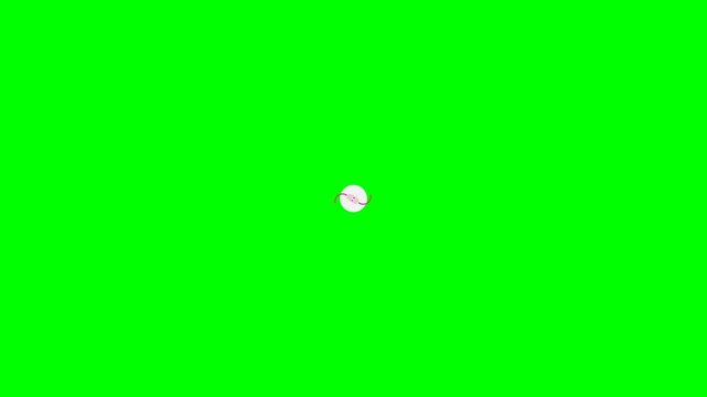 Cute animated pink character jumping in white circle on green screen