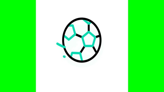 Animated soccer ball icon on green screen background