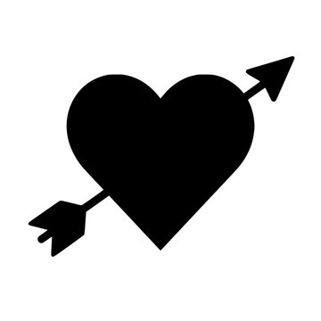 Heart with arrow icon flat outline in black