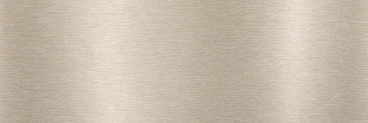 Fototapeta premium Brushed champagne metal texture background, elegant rose gold metallic surface with horizontal grain, industrial satin finish steel plate, luxury bronze alloy backdrop for product design